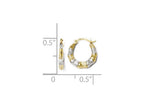 FJC Finejewelers 10k W/ Rhodium Polished And Textured Hinged Earrings