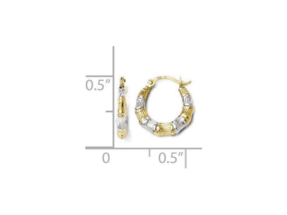 FJC Finejewelers 10k W/ Rhodium Polished And Textured Hinged Earrings