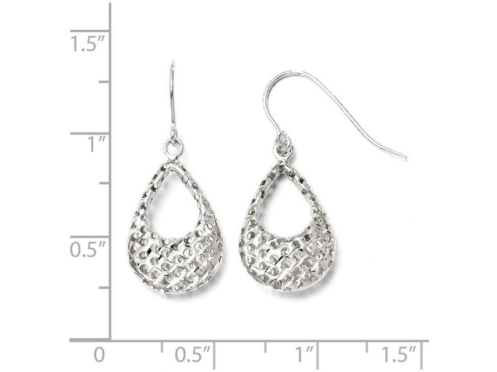 FJC Finejewelers 10k White Gold Textured Shepherd Hook Dangle Earrings
