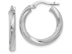 FJC Finejewelers 10k White Gold Textured Hinged Hoop Earrings