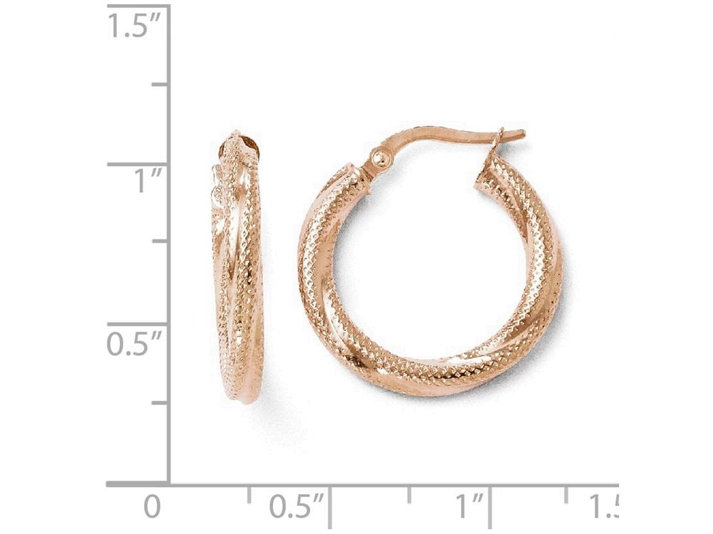 FJC Finejewelers 10k Rose Gold Textured Hinged Hoop Earrings