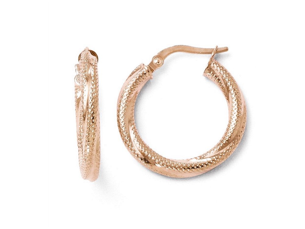 FJC Finejewelers 10k Rose Gold Textured Hinged Hoop Earrings