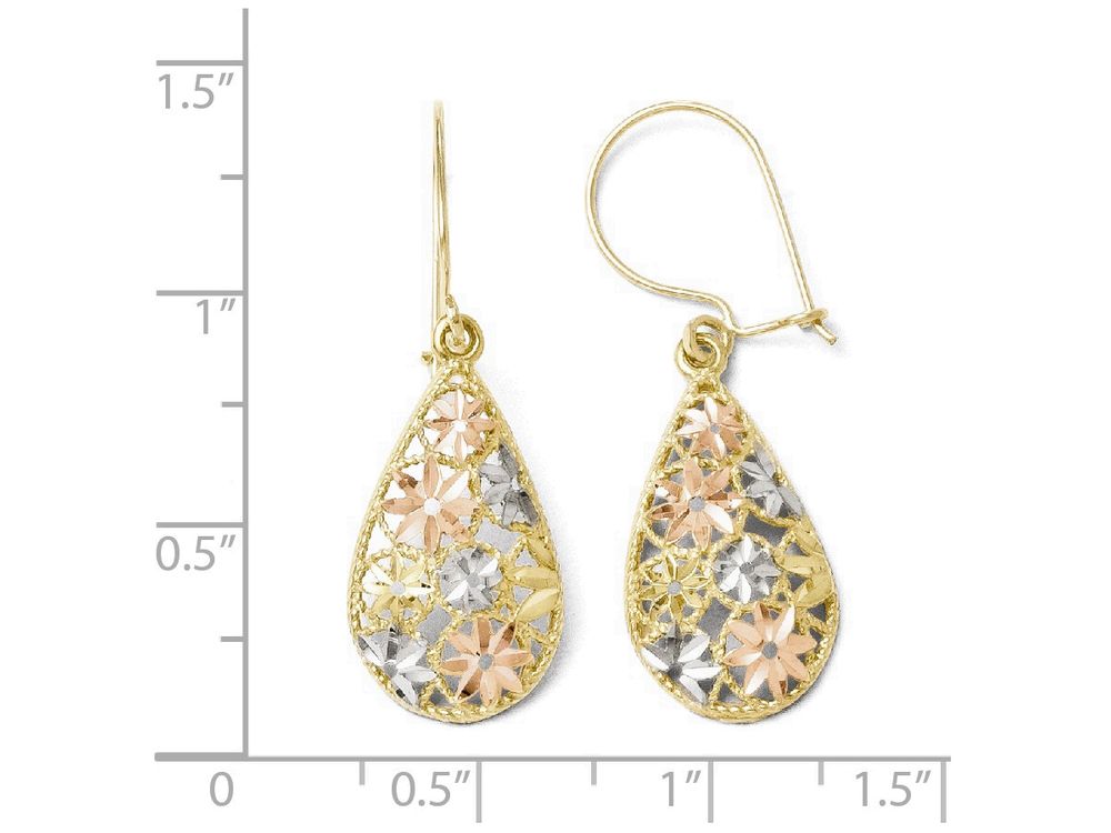 FJC Finejewelers 10k Yellow Gold with White And Rose Rhodium Bright Cut Dangle Earrings