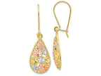 FJC Finejewelers 10k Yellow Gold with White And Rose Rhodium Bright Cut Dangle Earrings