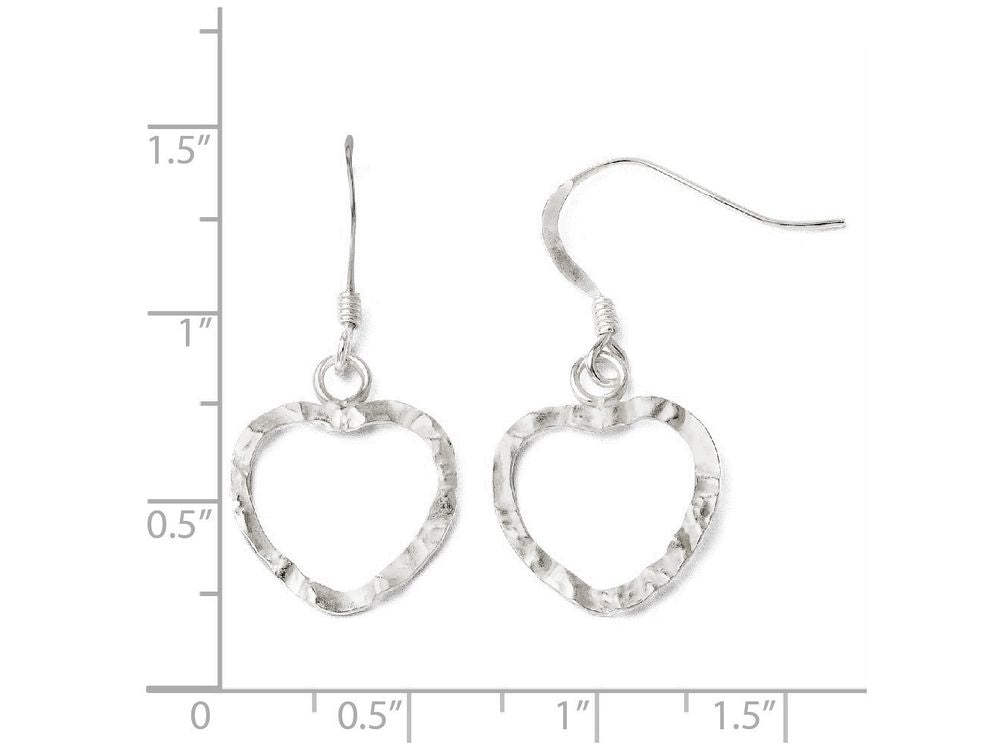 FJC Finejewelers Sterling Silver Textured Heart Shepherd Hook Dangle Earrings