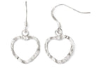 FJC Finejewelers Sterling Silver Textured Heart Shepherd Hook Dangle Earrings