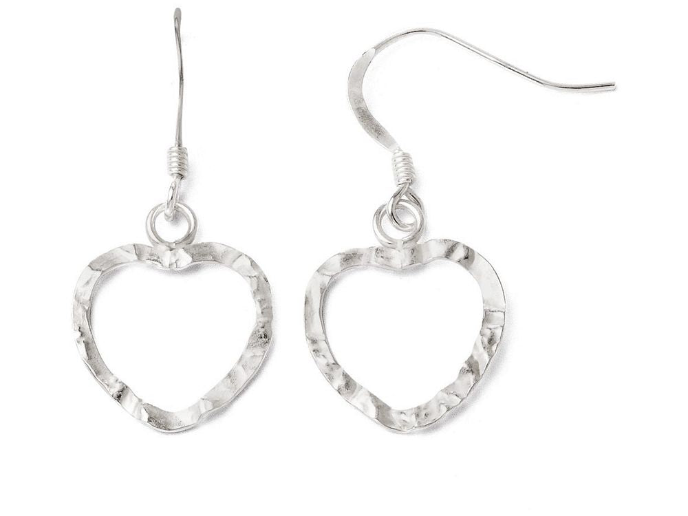 FJC Finejewelers Sterling Silver Textured Heart Shepherd Hook Dangle Earrings