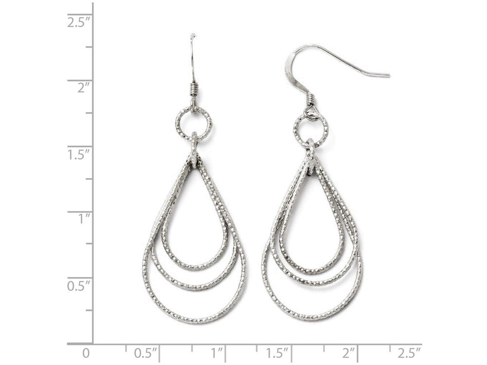 FJC Finejewelers Sterling Silver Textured Shepherd Hook Dangle Earrings