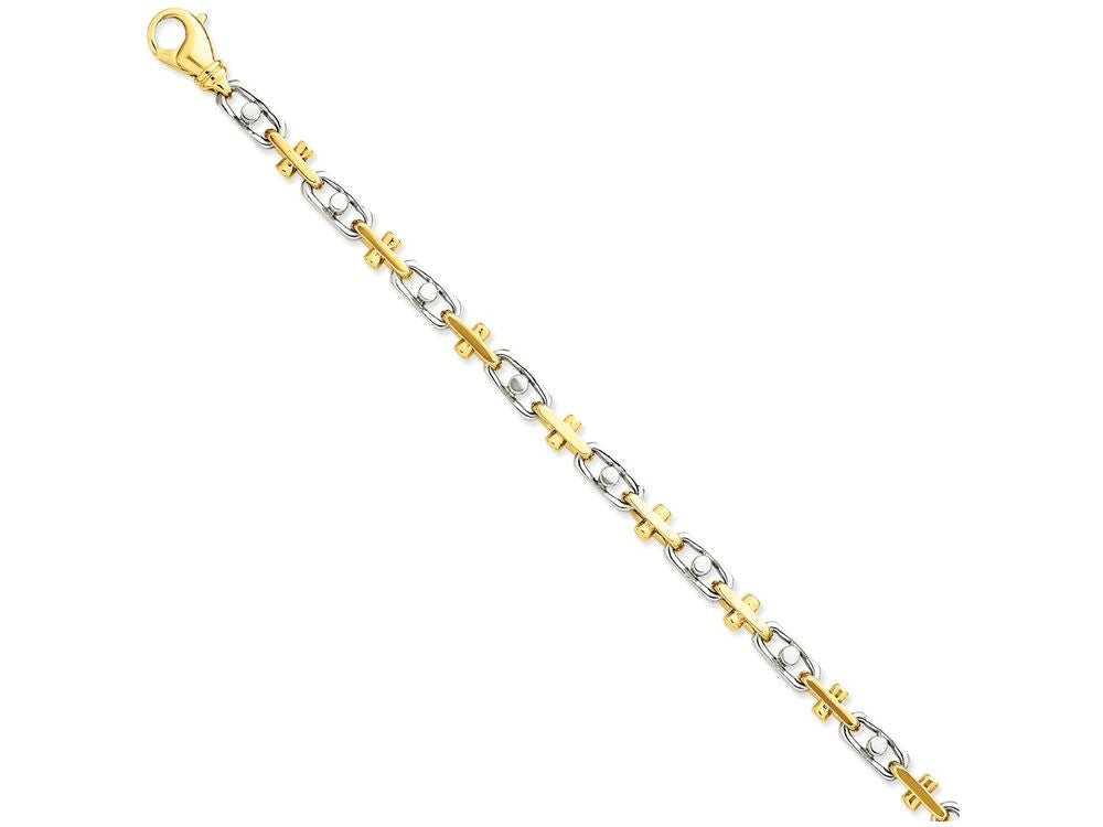 FJC Finejewelers 8 Inch 14 kt Two Tone Gold 5mm Fancy Link Chain Bracelet