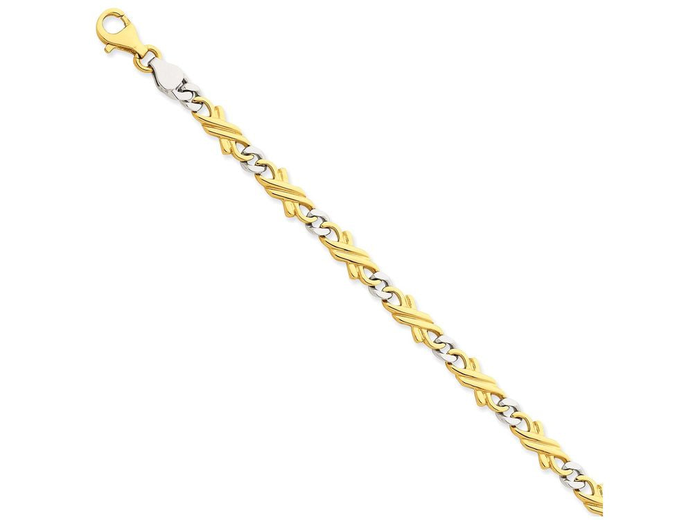 FJC Finejewelers 7 Inch 14 kt Two Tone Gold 6mm Hand-polished Fancy Link Chain Bracelet
