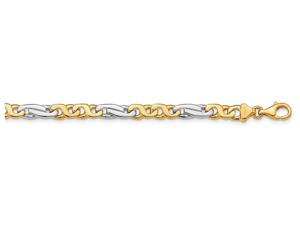 FJC Finejewelers 9 Inch 14k Two-tone 6mm Fancy Link Chain Ankle Bracelet (Smaller Ankles)