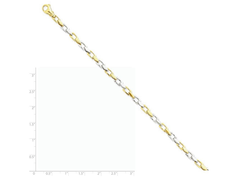 FJC Finejewelers 7 Inch 14 kt Two Tone Gold 4.5mm Hand-polished Fancy Link Chain Bracelet