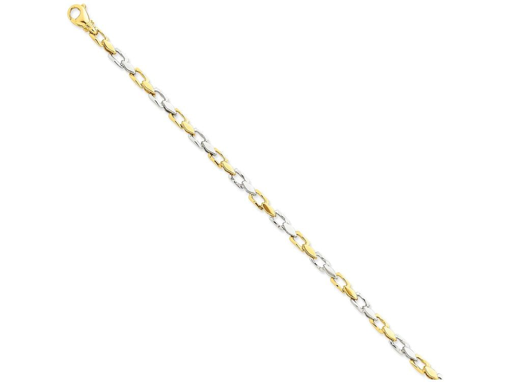 FJC Finejewelers 7 Inch 14 kt Two Tone Gold 4.5mm Hand-polished Fancy Link Chain Bracelet