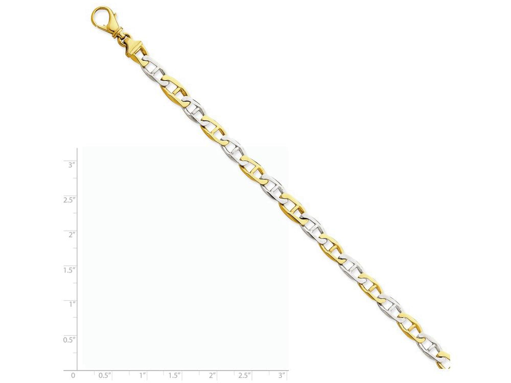 FJC Finejewelers 7.25 Inch 14 kt Two Tone Gold 6.2mm Polished Fancy Link Chain Bracelet