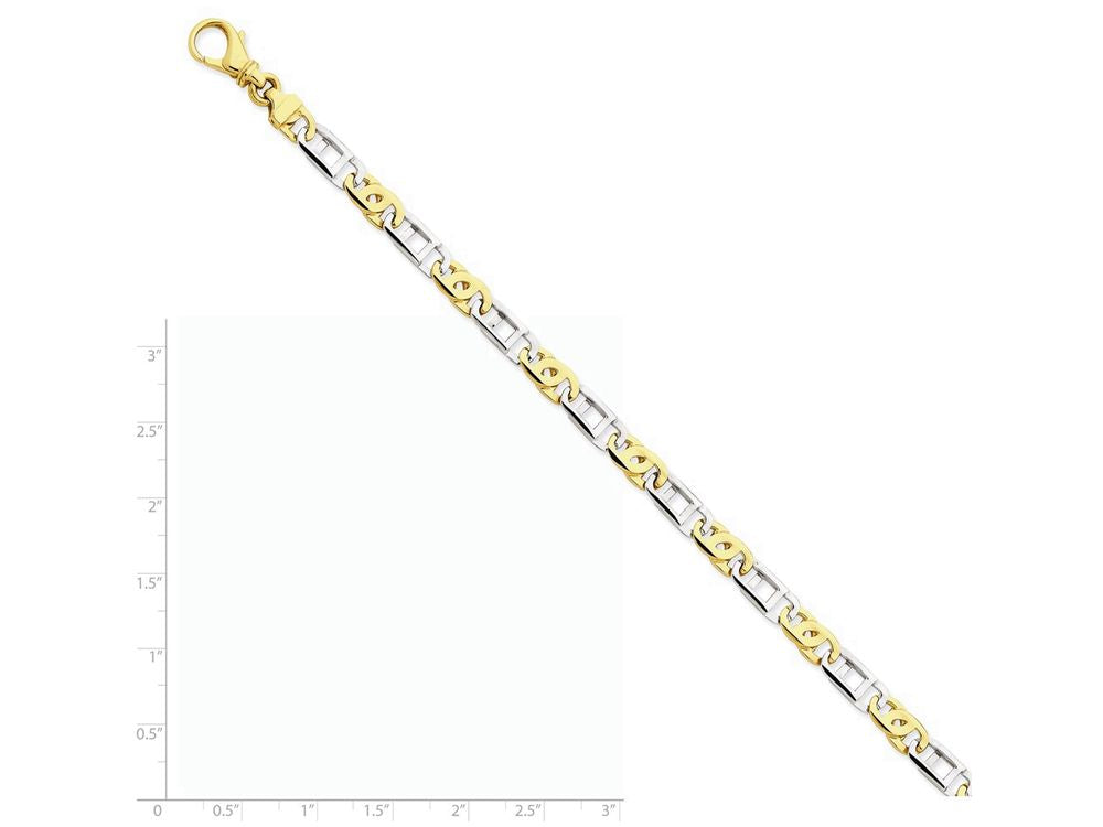 FJC Finejewelers 7.5 Inch 14 kt Two Tone Gold 5.8mm Polished Fancy Link Chain Bracelet