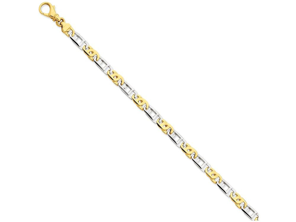 FJC Finejewelers 7.5 Inch 14 kt Two Tone Gold 5.8mm Polished Fancy Link Chain Bracelet