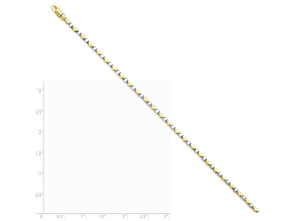 FJC Finejewelers 7 Inch 14k Yellow Gold Two-tone 2.5mm Fancy Link Chain Bracelet