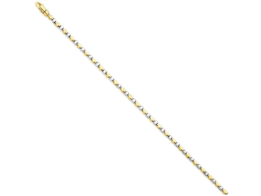 FJC Finejewelers 7 Inch 14k Yellow Gold Two-tone 2.5mm Fancy Link Chain Bracelet