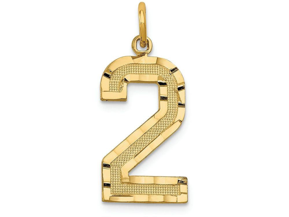 FJC Finejewelers 14k Yellow Gold Casted Large Bright Cut Number 2 Charm