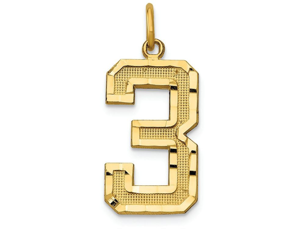 FJC Finejewelers 14k Yellow Gold Casted Large Bright Cut Number 3 Charm