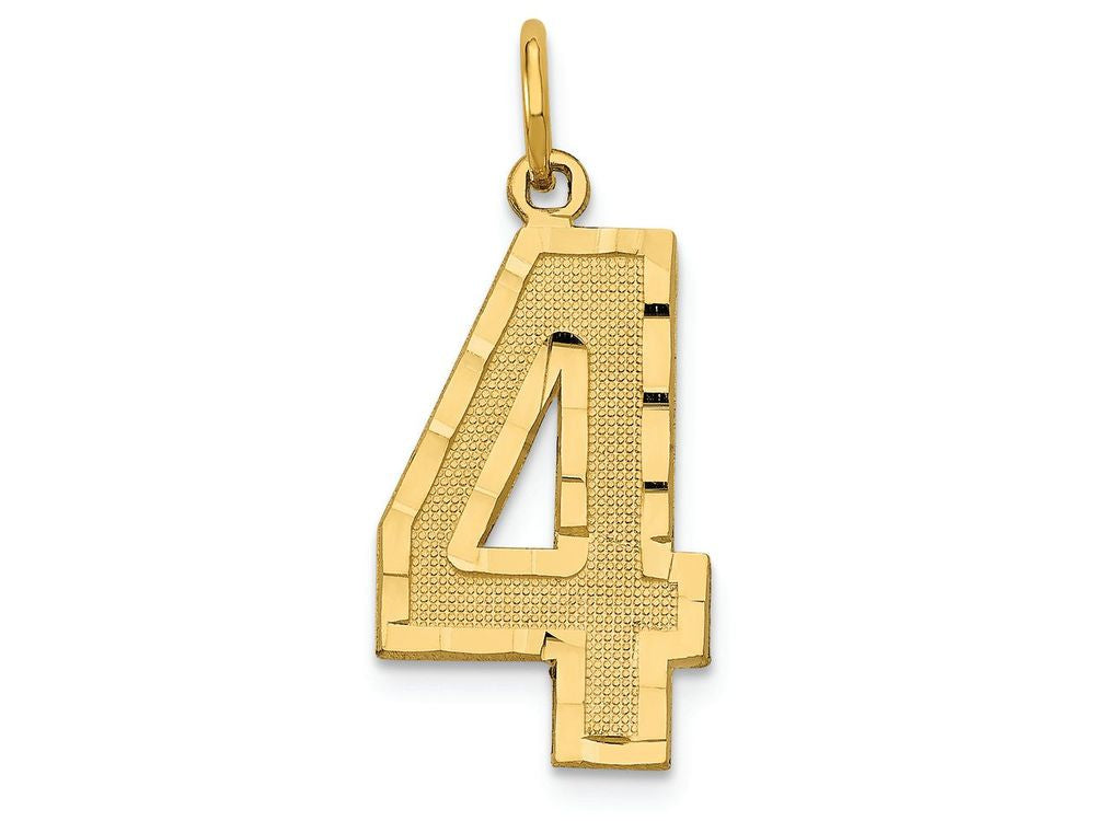 FJC Finejewelers 14k Yellow Gold Casted Large Bright Cut Number 4 Charm