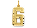 FJC Finejewelers 14k Yellow Gold Casted Large Bright Cut Number 6 Charm