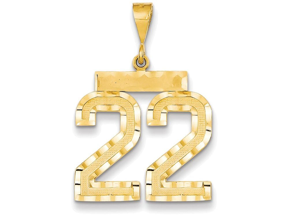 FJC Finejewelers 14k Yellow Gold Large Bright Cut Number 22 Charm