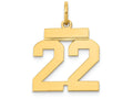 FJC Finejewelers 14k Yellow Gold Small Polished Number 22 Charm