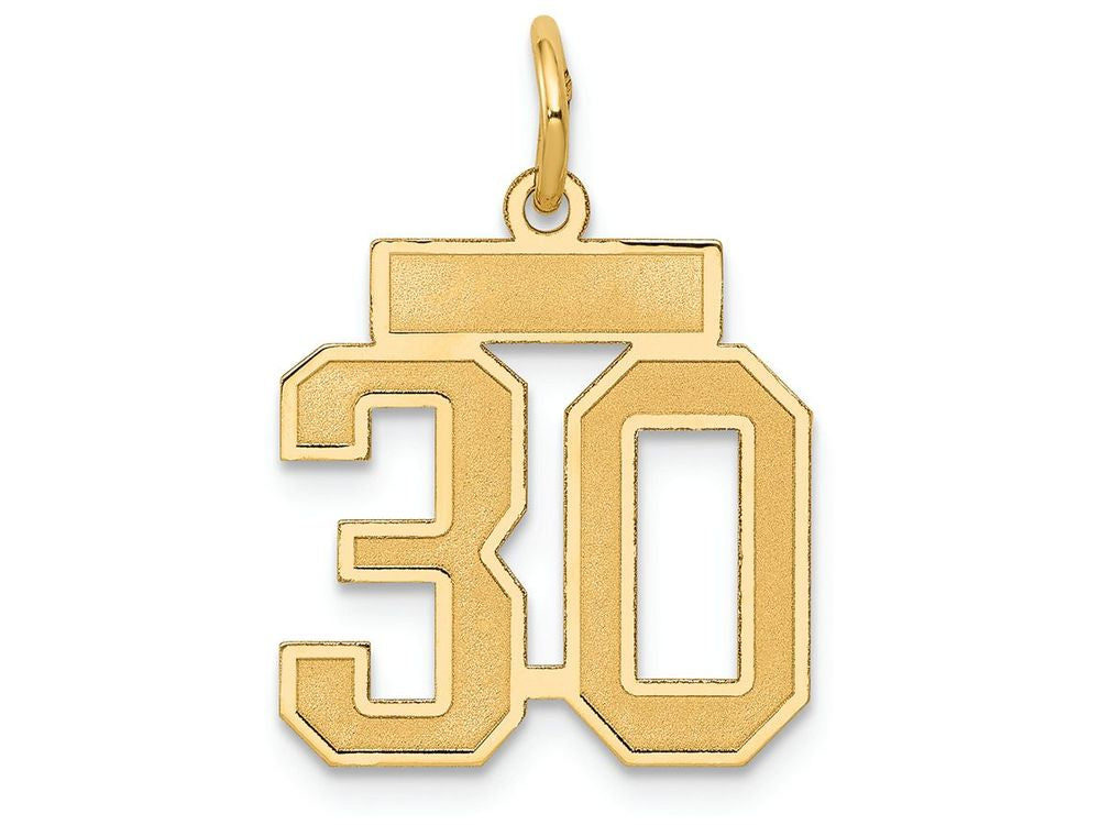 FJC Finejewelers 14k Yellow Gold Small Satin Number 30 Charm