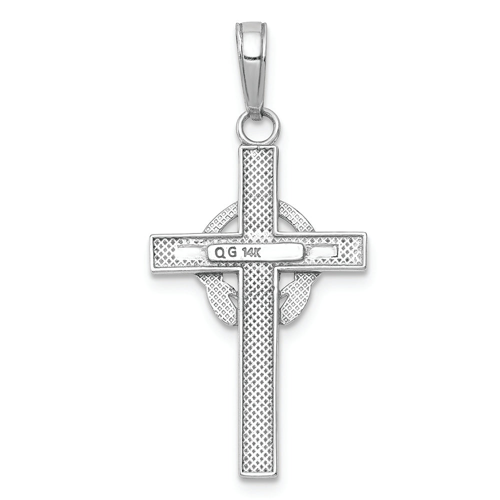 FJC Finejewelers 14k White Gold Block Cross with Claddagh Center Polish Charm