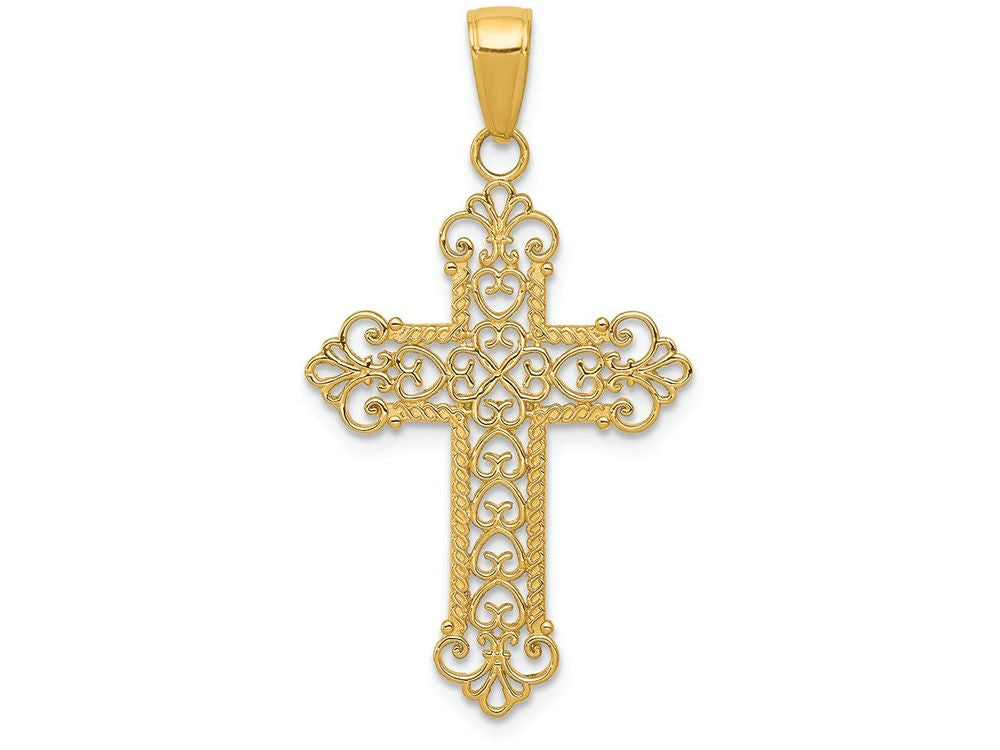 FJC Finejewelers 14k Yellow Gold Fleur De Lis Cross Charm