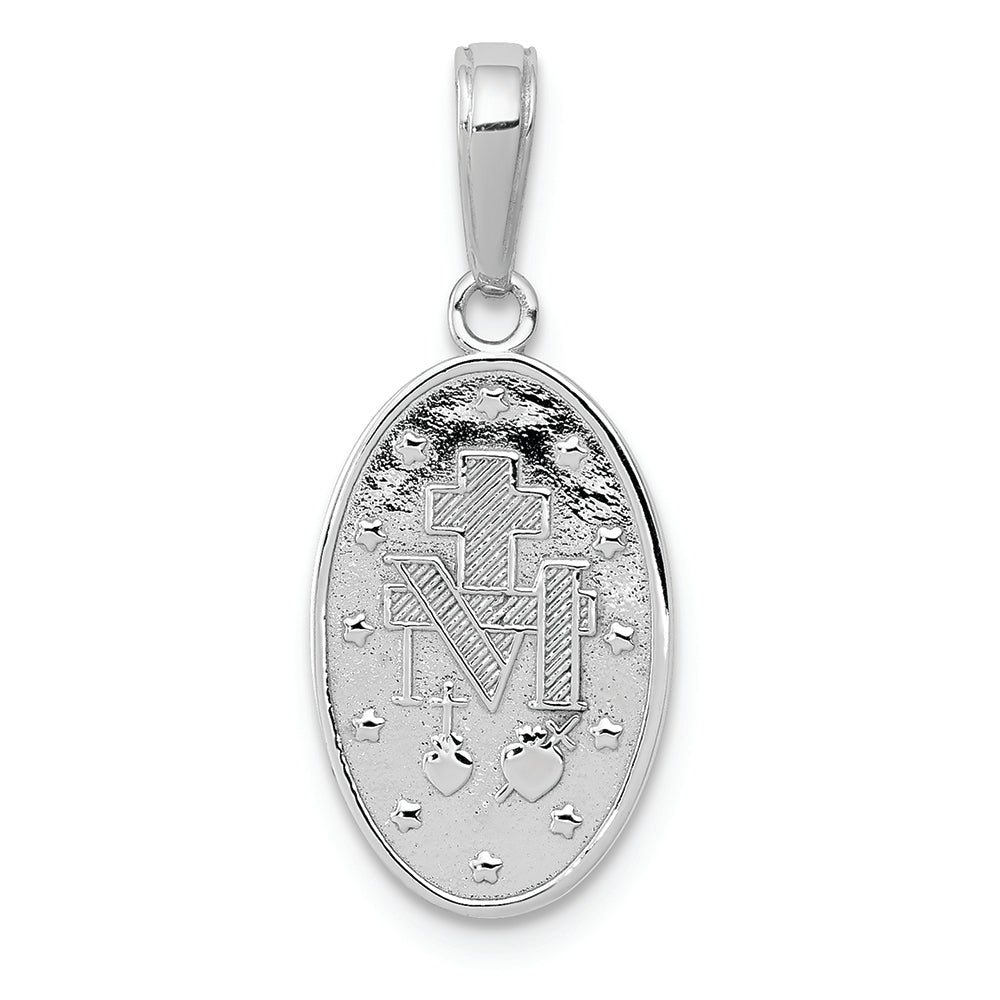 FJC Finejewelers 14k White Gold White Miraculous Medal Satin Finish - Oval Shape Charm