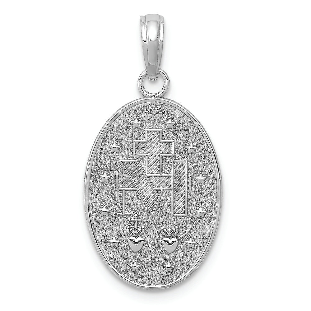 FJC Finejewelers 14k White Gold White Miraculous Medal Satin Finish - Oval Shape Charm