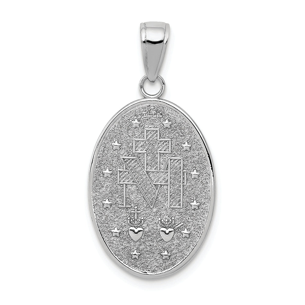 FJC Finejewelers 14k White Gold White Oval  Miraculous Medal Satin Finish Charm 14.5 x 29mm
