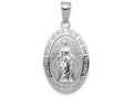 FJC Finejewelers 14k White Gold White Oval  Miraculous Medal Satin Finish Charm 14.5 x 29mm