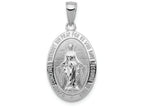 FJC Finejewelers 14k White Gold White Oval  Miraculous Medal Satin Finish Charm 14.5 x 29mm