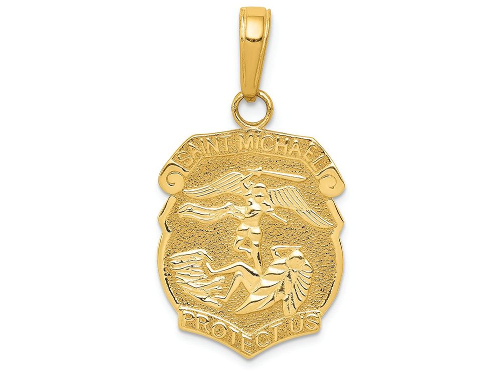 FJC Finejewelers 14k Yellow Gold Saint Michael Medal Badge Charm