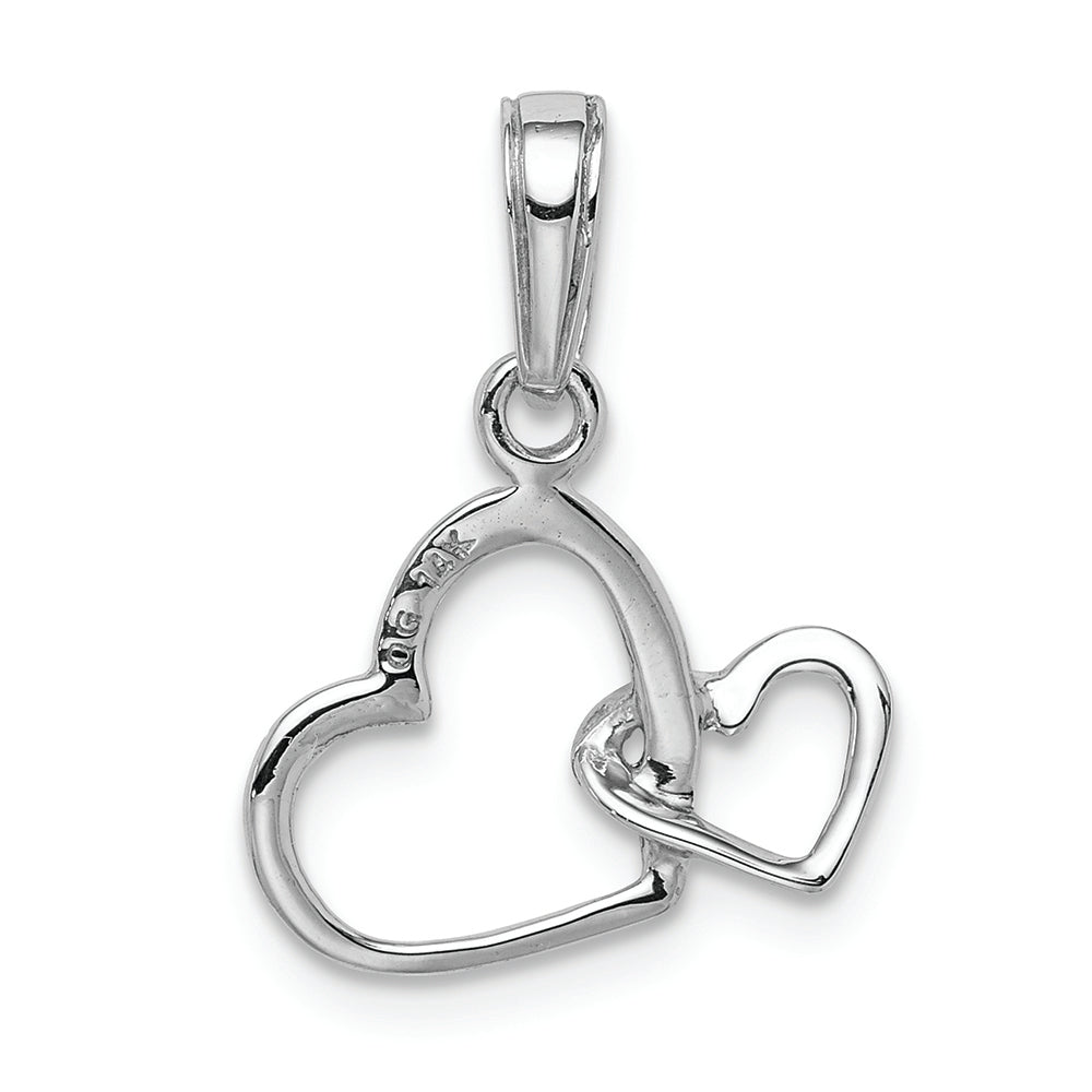 FJC Finejewelers 14k White Gold White Double Hearts Intertwined Polish Charm