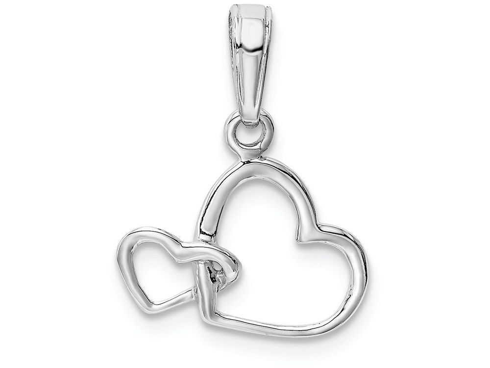FJC Finejewelers 14k White Gold White Double Hearts Intertwined Polish Charm