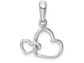 FJC Finejewelers 14k White Gold White Double Hearts Intertwined Polish Charm