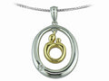 Mother and Child® Sterling Silver Oval Pendant Necklace and 14k Yellow Gold Charm by Janel Russell