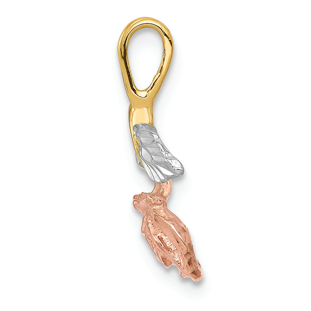 FJC Finejewelers 14k Yellow Gold Rose with Rhodium Rose Chain Slide Charm