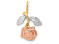 FJC Finejewelers 14k Yellow Gold Rose with Rhodium Rose Chain Slide Charm