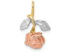 FJC Finejewelers 14k Yellow Gold Rose with Rhodium Rose Chain Slide Charm
