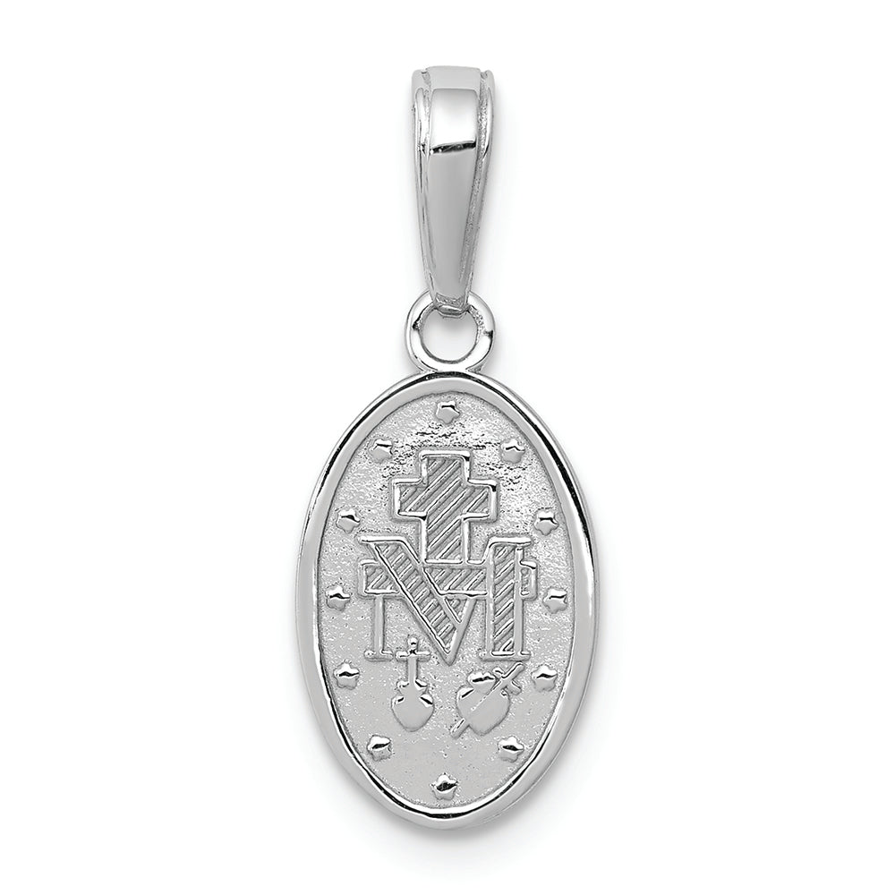 FJC Finejewelers 14k White Gold White Mini Miraculous Medal Satin Finish - Oval Charm