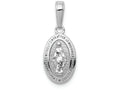 FJC Finejewelers 14k White Gold White Mini Miraculous Medal Satin Finish - Oval Charm