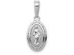 FJC Finejewelers 14k White Gold White Mini Miraculous Medal Satin Finish - Oval Charm