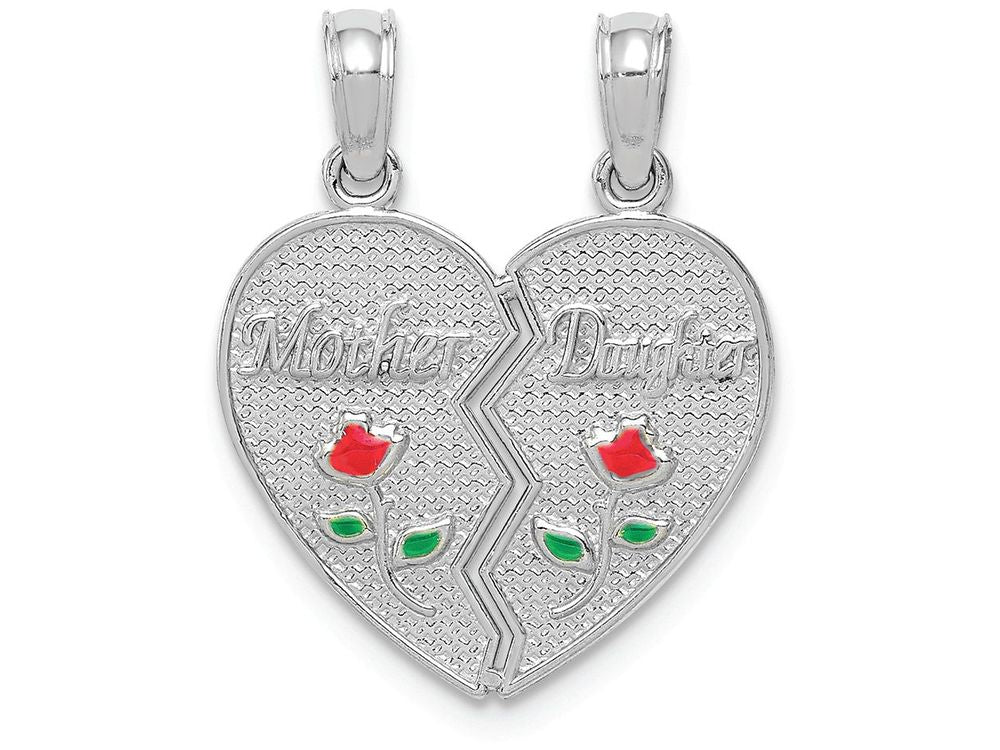 FJC Finejewelers 14k White Gold Enameled Mother - Daughter Charm