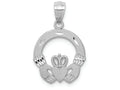FJC Finejewelers 14k White Gold Solid Bright Cut Claddagh Charm