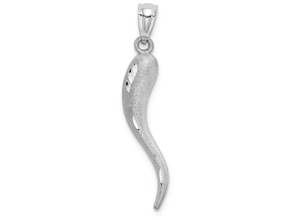 FJC Finejewelers 14k White Gold Solid Bright Cut Italian Horn Charm